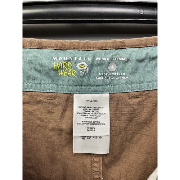 Mountain Hardwear Cropped Cargo Pants Womens 4 Brown‎ Hiking Pockets Drawstring - Picture 4 of 6